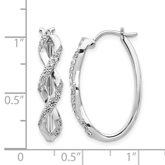 14K White Gold Twisted 1/2 Carat Diamond Hoop Earrings