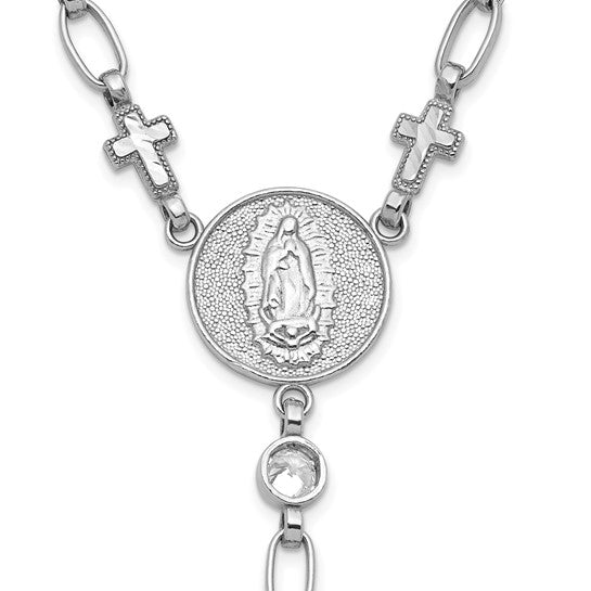 Sterling Silver Rhodium Plated Crucifix Rosary Beads