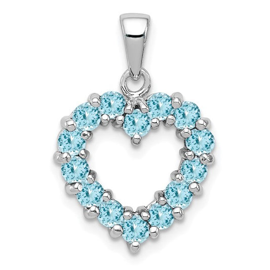 White Gold Filled Sterling Silver Natural Blue Topaz Heart Pendant