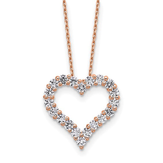 14K Yellow/Rose Gold 1 Carat Lab Grown Diamond Heart Necklace
