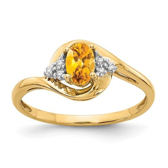 14K Yellow/White Gold .5 Carat Natural Citrine Ring