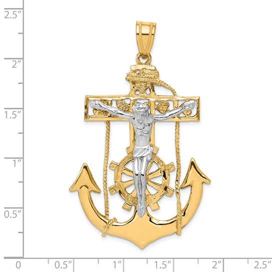 10K/14K Large Jesus Anchor Two Tone Gold