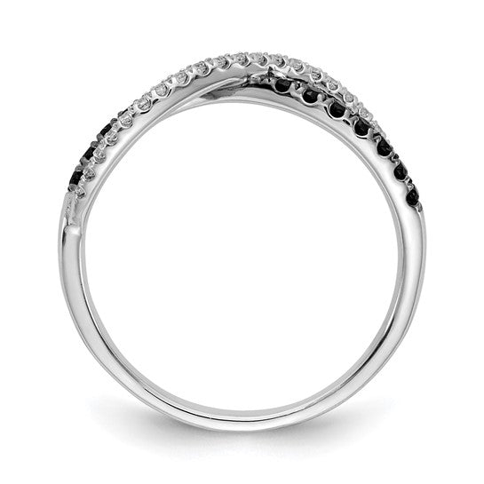 14K White Gold Black & White Diamond Pave Twist Ring