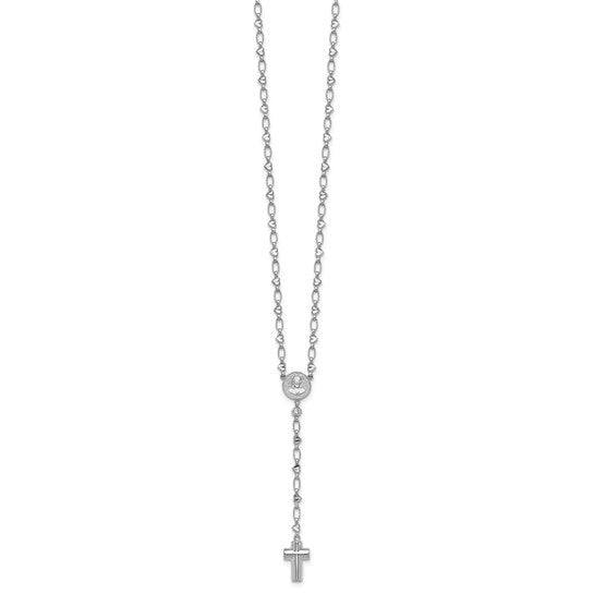 Sterling Silver Hearts And Cross Rosary Beads