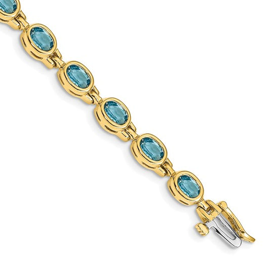 14K Yellow Gold Swiss Blue Topaz Bezel Bracelet