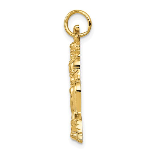 14K Yellow Gold Softball Player Pendant