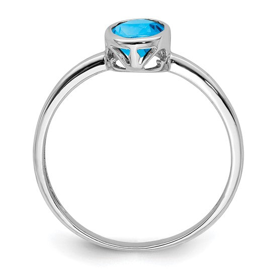 White Gold Filled Sterling Silver 1 Carat Blue Topaz Oval Bezel Ring