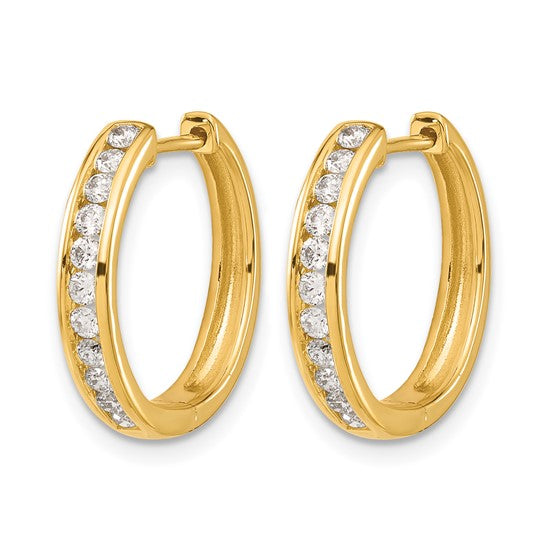 14K Yellow Gold 1/2 Carat Bezel Diamond Hoop Earrings