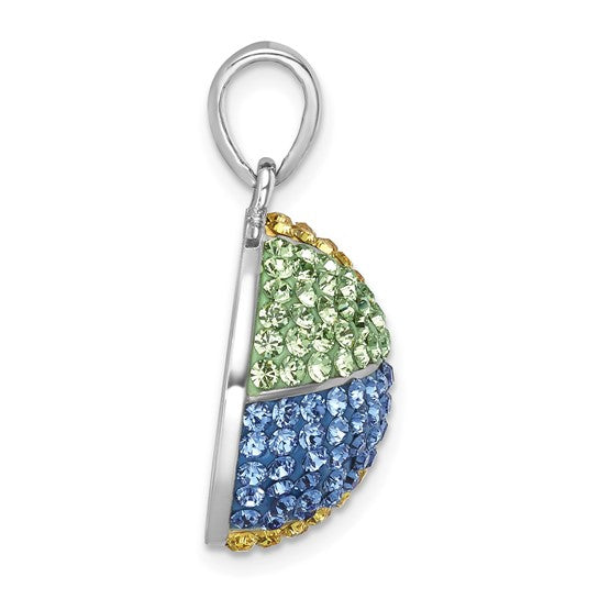 Sterling Silver Crystal Beach Ball Pendant
