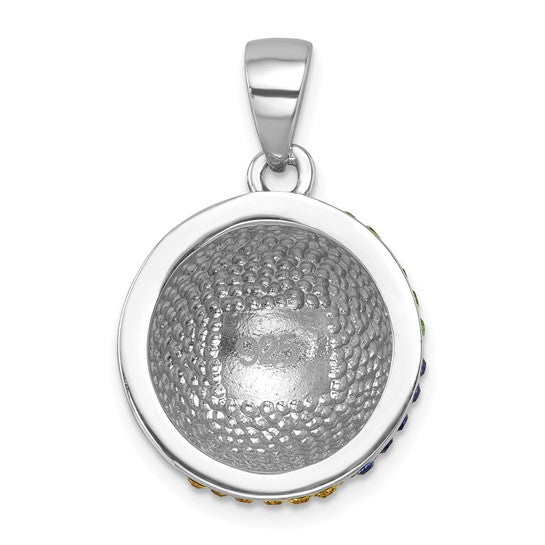 Sterling Silver Crystal Beach Ball Pendant