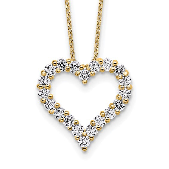 14K Yellow/Rose Gold 1 Carat Lab Grown Diamond Heart Necklace