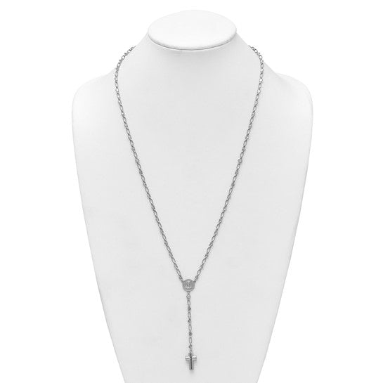 Sterling Silver Hearts And Cross Rosary Beads