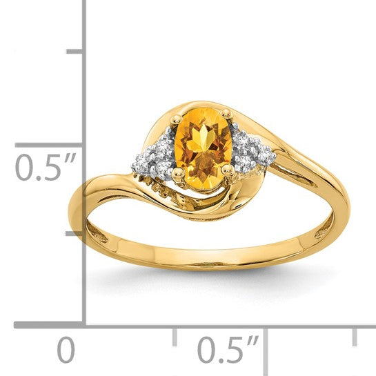 14K Yellow/White Gold .5 Carat Natural Citrine Ring