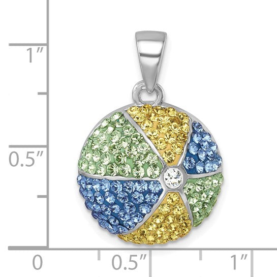Sterling Silver Crystal Beach Ball Pendant