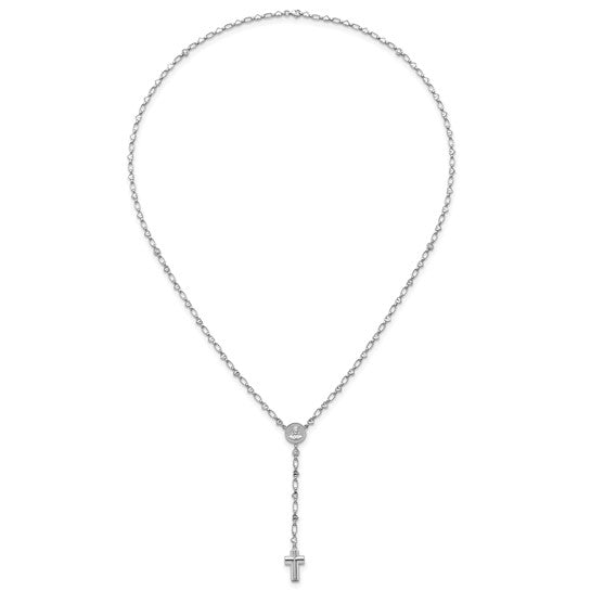 Sterling Silver Hearts And Cross Rosary Beads