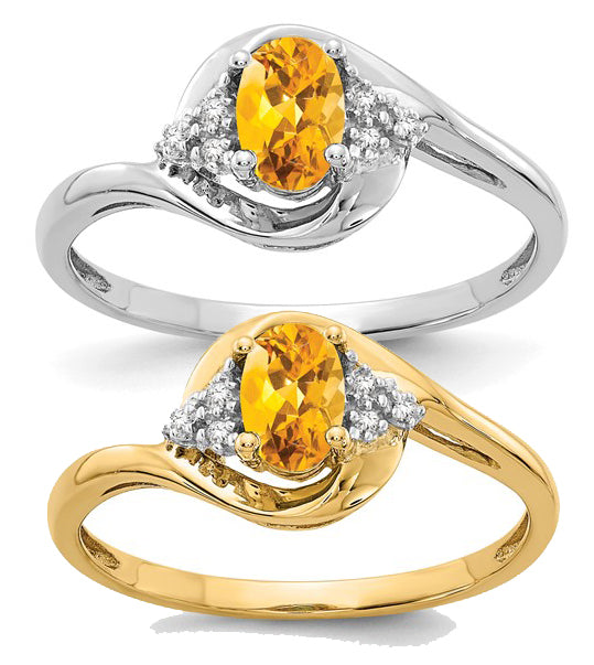 14K Yellow/White Gold .5 Carat Natural Citrine Ring