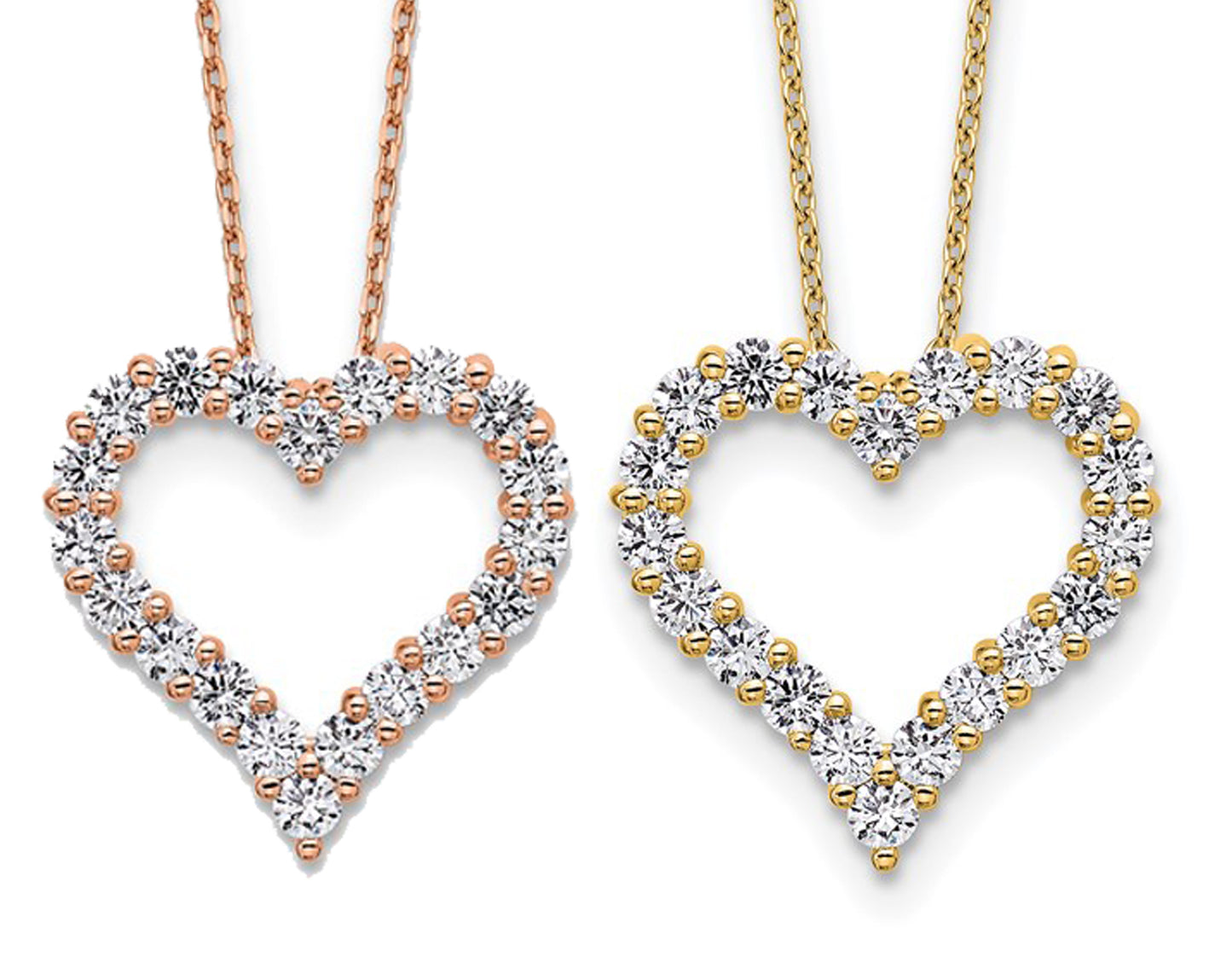 14K Yellow/Rose Gold 1 Carat Lab Grown Diamond Heart Necklace