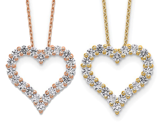 14K Yellow/Rose Gold 1 Carat Lab Grown Diamond Heart Necklace