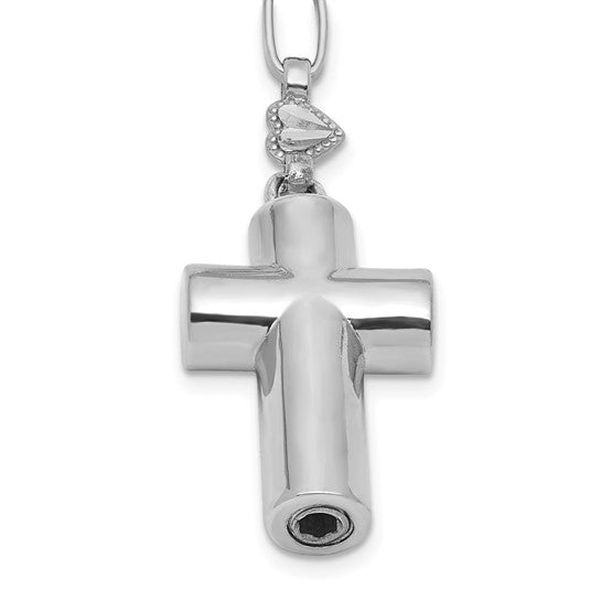 Sterling Silver Hearts And Cross Rosary Beads