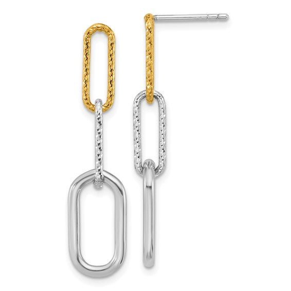 Gold Filled Two Tone Paperclip Dangle Earrings