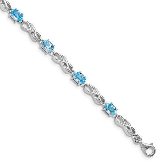 White Gold Filled Sterling Silver 4.5 Carat Natural Topaz Figure 8 Bracelet