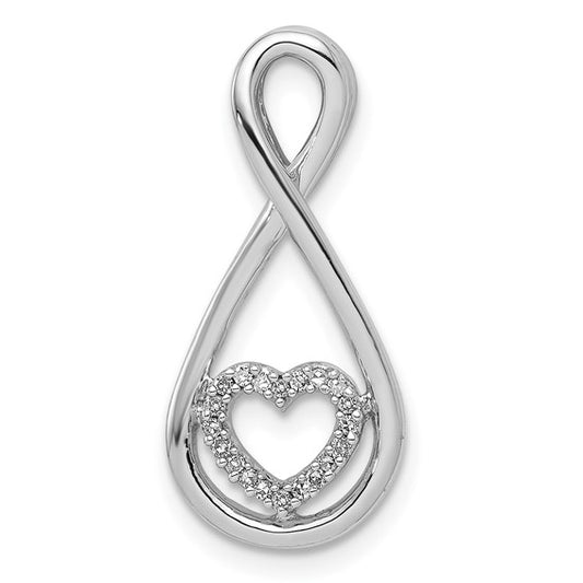 White Gold Filled Sterling Silver Heart Chain Slide