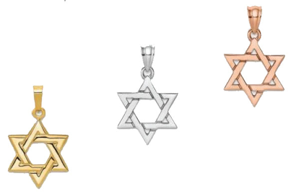 14K White Gold Yellow Gold Rose Gold Star Of David Pendant