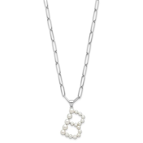 Gold Plated Sterling Silver Freshwater Pearl Initial Necklace Set Letters A-Z