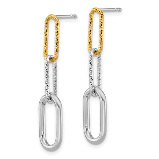 Gold Filled Two Tone Paperclip Dangle Earrings