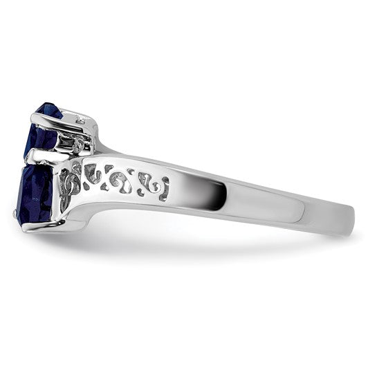 Sterling Silver Natural Dark Sapphire Heart Ring