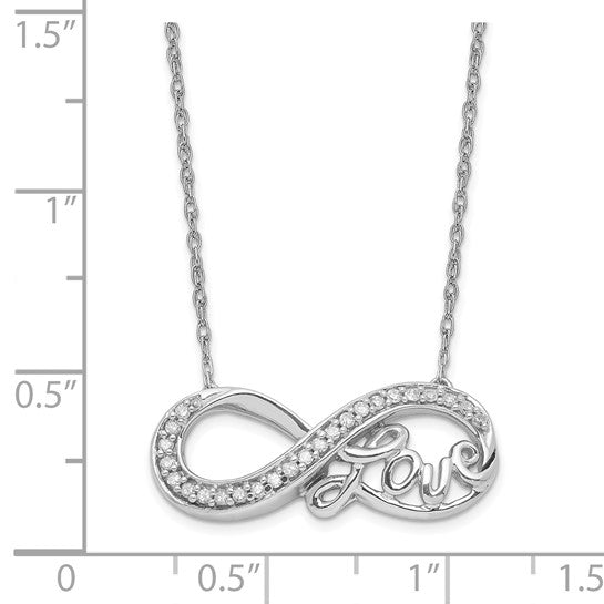 White Gold Filled Sterling Silver Love Diamond Necklace & Pendant Set