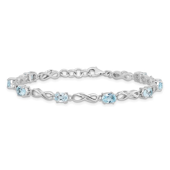White Gold Filled Sterling Silver 4.5 Carat Natural Topaz Figure 8 Bracelet