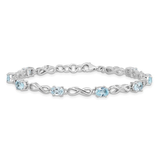 White Gold Filled Sterling Silver 4.5 Carat Natural Topaz Figure 8 Bracelet