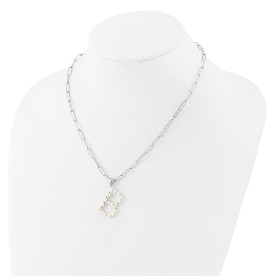 Gold Plated Sterling Silver Freshwater Pearl Initial Necklace Set Letters A-Z