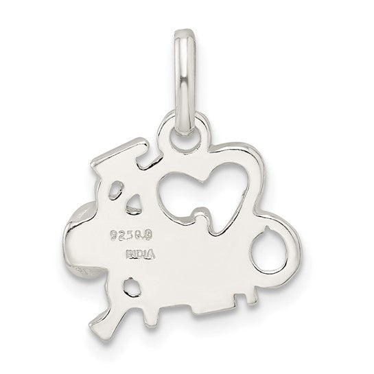 Sterling Silver I Love Cheer   Cheerleading Pendant