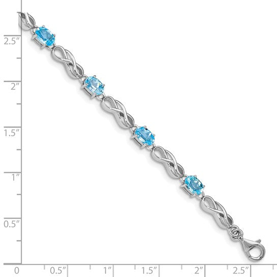 White Gold Filled Sterling Silver 4.5 Carat Natural Topaz Figure 8 Bracelet