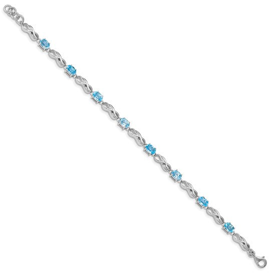 White Gold Filled Sterling Silver 4.5 Carat Natural Topaz Figure 8 Bracelet