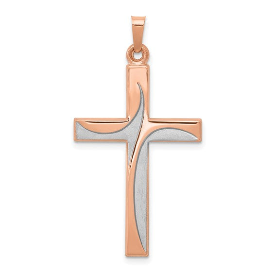 Two Tone Rose/Yellow/White Gold Latin Cross 14K Pendant