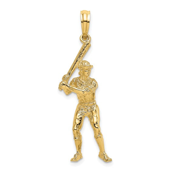 14K Yellow Gold Baseball Player Pendant