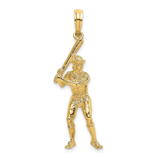 14K Yellow Gold Baseball Player Pendant