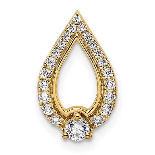 14K Yellow Gold 1/4 Carat Diamond Teardrop Center Stone Pendant