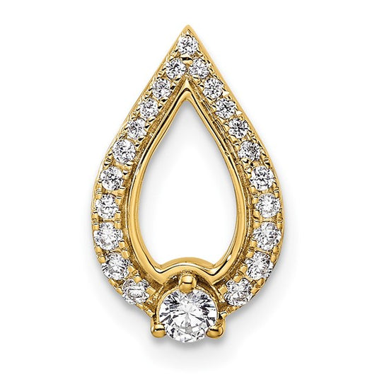 14K Yellow Gold 1/4 Carat Diamond Teardrop Center Stone Pendant