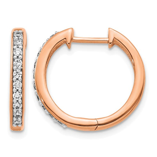 14K Rose Gold 1/4 Carat Diamond Hoop Earrings