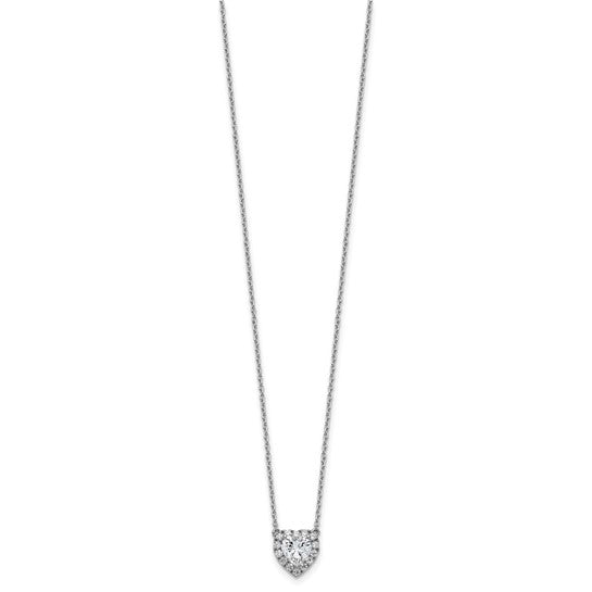 14K White Gold 1 1/5 Carat Lab Grown Diamond Heart Halo Necklace