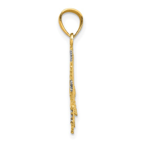 10K Yellow & White Gold Two Tone Snowflake Pendant