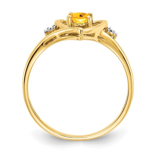 14K Yellow/White Gold .5 Carat Heart Natural Citrine & diamond Ring