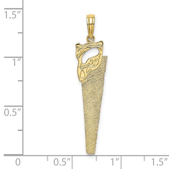10K Yellow Gold Carpenter Hand Saw Pendant