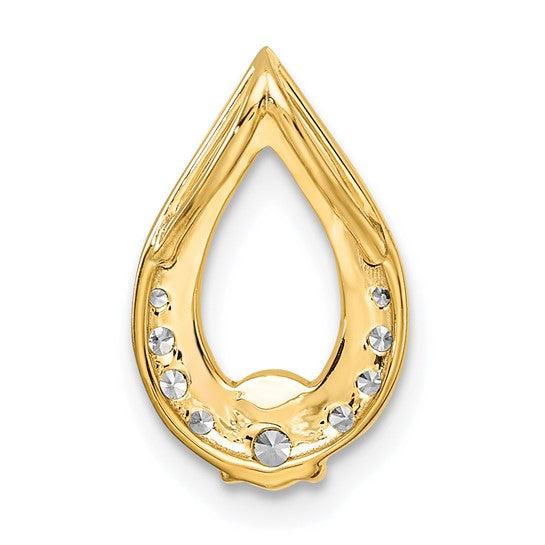 14K Yellow Gold 1/4 Carat Diamond Teardrop Center Stone Pendant