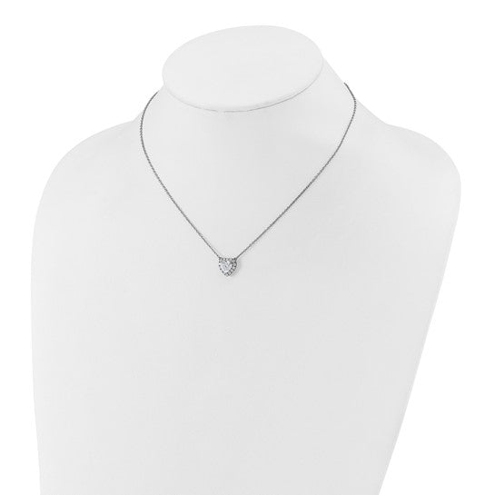 14K White Gold 1 1/5 Carat Lab Grown Diamond Heart Halo Necklace