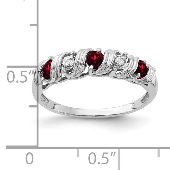 14K White/Yellow Gold Natural Garnet & Diamond Band Ring